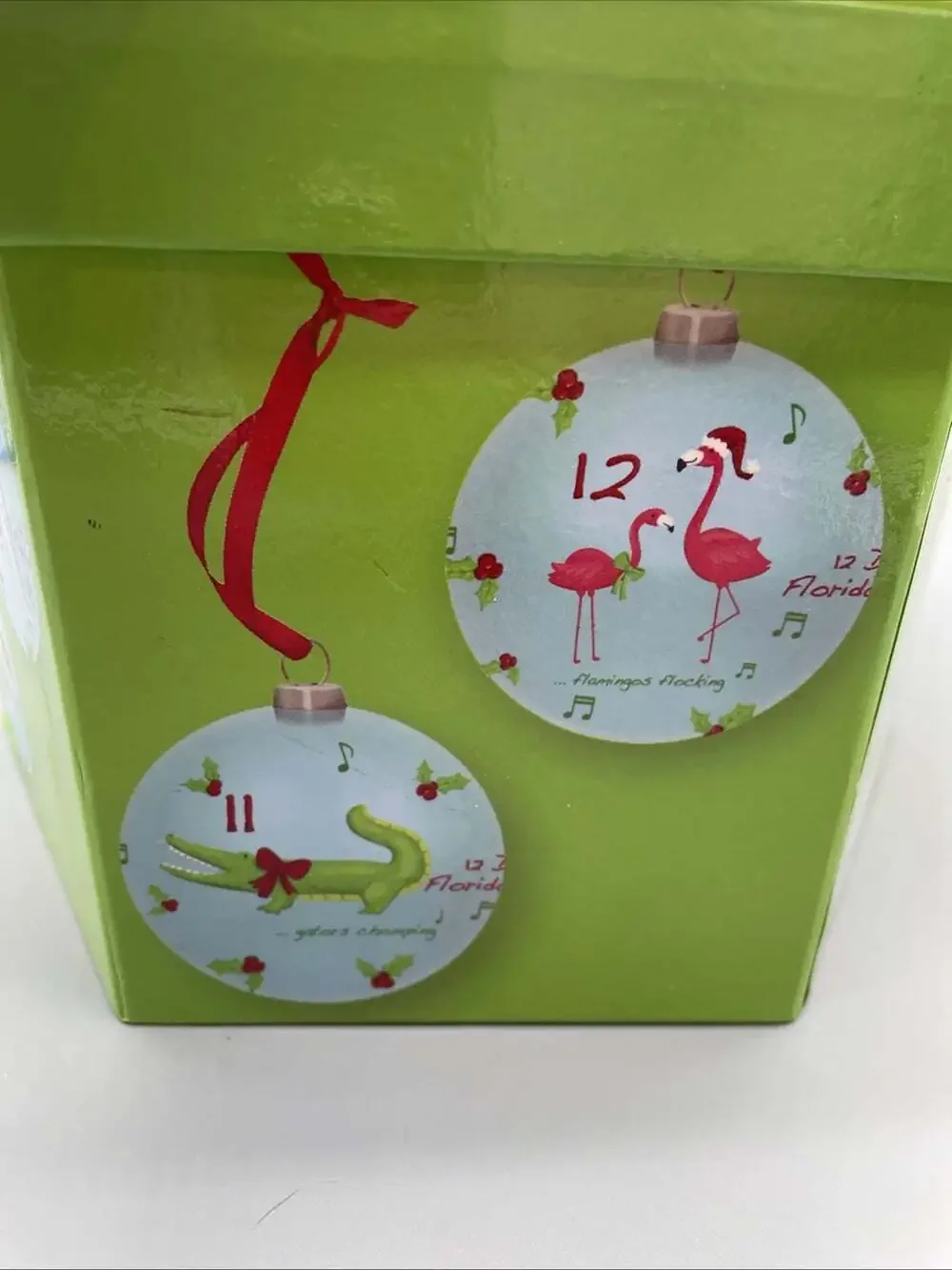 Bealls “12 Days Of FLORIDA Christmas” 14 Pc Ornament Set Paper W Polyfoam